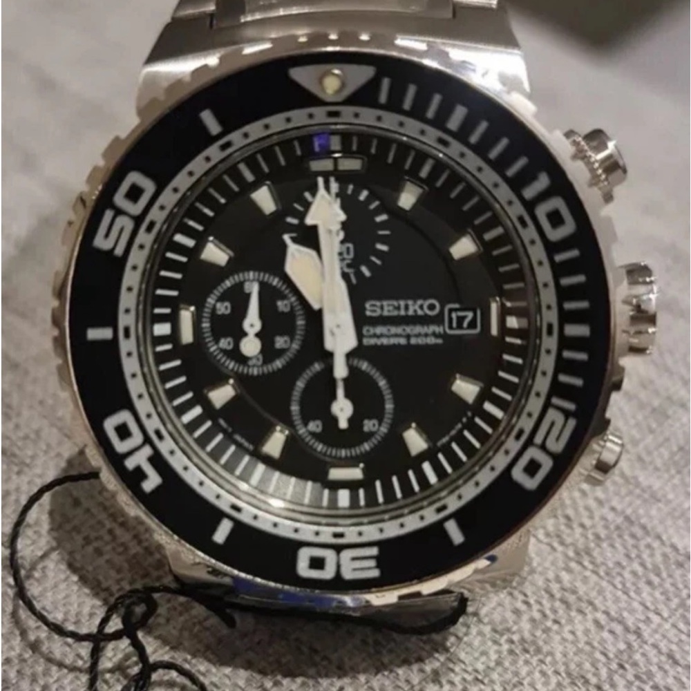 Seiko Caesar Black Dial Chronograph Watch SNDA13P1 NOS BRAND NEW W/ TAGS